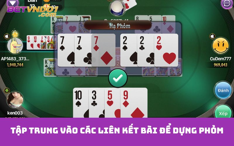 Tập trung vào các liên kết bài để dựng phỏm