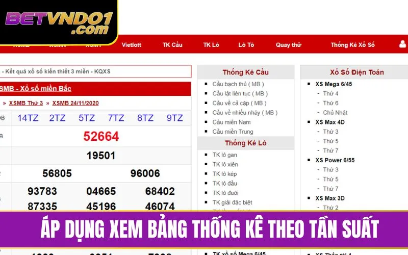 Áp dụng xem bảng thống kê theo tần suất lô tô ra